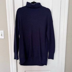 J. Crew Navy Blue Cotton Chunky Turtleneck Sweater